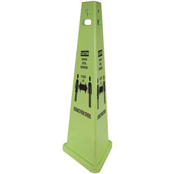 Impact Social Distancing 3 Sided Safety Cone, Fluorescent Yellow