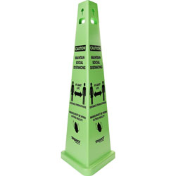 Impact Social Distancing 3 Sided Safety Cone, Fluorescent Yellow