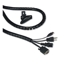 Innovera Cable Management Coiled Tube, 0.75 in Dia x 77.5 in Long, Black