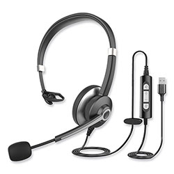 Innovera IVR70001 Monaural Over The Head Headset, Black/Silver
