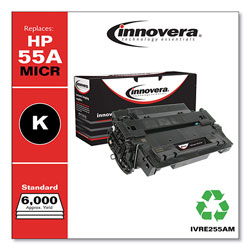 Innovera Remanufactured Black MICR Toner Cartridge, Replacement for HP 55AM (CE255AM), 6,000 Page-Yield
