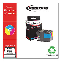 Innovera Remanufactured Cyan/Magenta/Yellow High-Yield Ink, Replacement for Brother LC2033PKS, 550 Page-Yield