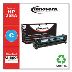Innovera Remanufactured Cyan Toner Cartridge, Replacement for HP 305A (CE411A), 2,600 Page-Yield