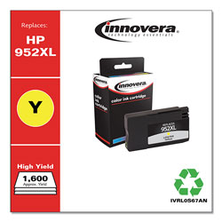 Innovera Remanufactured Yellow High-Yield Ink, Replacement for HP 952XL (L0S67AN), 1,600 Page-Yield