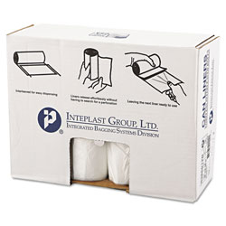 InteplastPitt High-Density Interleaved Commercial Can Liners, 60 gal, 12 microns, 38 in x 60 in, Clear, 200/Carton