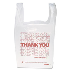InteplastPitt "Thank You" Handled T-Shirt Bag, 0.167 bbl, 12.5 microns, 11.5" x 21", White, 900/Carton (IBSTHW1VAL)