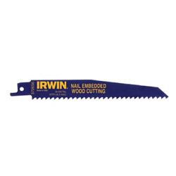 Irwin Nail Embedded Wood Cutting Reciprocating Blades, 9 in x 0.738 in, 6 TPI