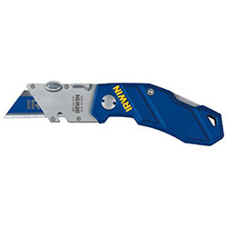 Irwin Folding Lockback Utility Knife, 5-3/4 in Length, Stainless Steel/Aluminum, Blue