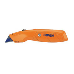 Irwin Hi-Vis Retractable Knife, 6-1/2 in Length, Bi Metal Blade, Cast Aluminum, Orange