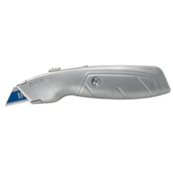 Irwin Standard Retractable Knives, 8.75 in, Trapezoid Bi-Metal Blade, Aluminum, Silver
