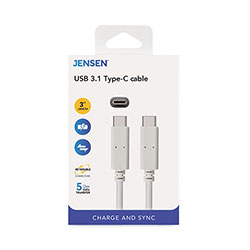 Jensen® USB-C 3.1 Type-C, 3 ft, 5 Gbps, White