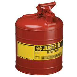 Justrite Type I Steel Safety Can, Flammables, 2.5 gal, Red