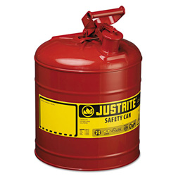 Justrite Type I Steel Safety Can, Flammables, 5 gal, Red