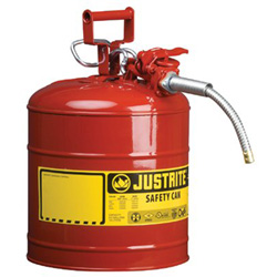 Justrite Type II AccuFlow™ Safety Can, 2 gal, Red, Hose