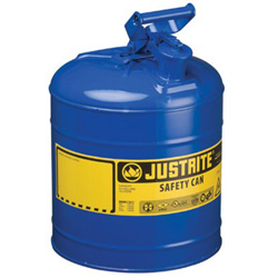 Justrite Type I Steel Safety Can, Kerosene, 5 gal, Blue