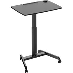 Kantek Adjustable Height Mobile Sit Stand Desk, 22 in x 31.50 in, 49 in Height, Black