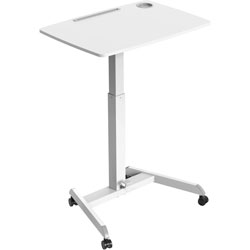 Kantek Adjustable Height Mobile Sit Stand Desk, 22 in x 31.50 in, 49 in Height, White