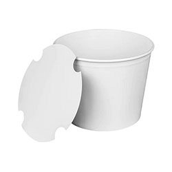 Karat® Food Bucket with Lid, 85 oz, 7.36 in Dai x 6 inh, White, Paper, 180/Carton
