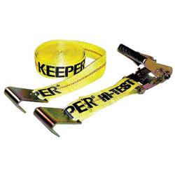 Keeper Ratchet Tie-Down Strap, Flat Hooks, 2 in W, 27 ft L, 3,333 lb Load Cap, Heavy Duty