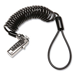 Kensington Slim Portable Combination Lock for Standard Slot, 6 ft Carbon Steel Cable, Black/Silver