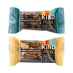 Kind Minis, Dark Chocolate Nuts Sea Salt/Caramel Almond Nuts Sea Salt, 0.7 oz Bar, 32 Bars/Box