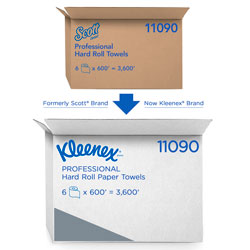 Kleenex Hard Roll Paper Towels with Premium Absorbency Pockets, 1-Ply, 8 in x 600 ft, 1.5 in Core, White, 6 Rolls/Carton