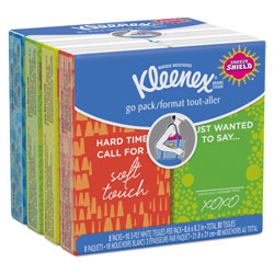 Kleenex On The Go Packs Facial Tissues, 3-Ply, White, 10 Sheets/Pouch, 8 Pouches/Pack