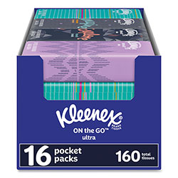 Kleenex On The Go Packs Facial Tissues, 3-Ply, White, 10/Pouch, 16 Pouches/Pack, 6 Packs/Carton
