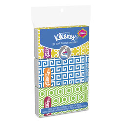 Kleenex On The Go Packs Facial Tissues, 3-Ply, White, 10 Sheets/Pouch, 3 Pouches/Pack, 36 Packs/Carton