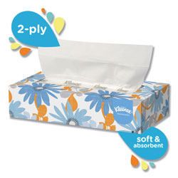 Kleenex White Facial Tissue, 2-Ply, White, Pop-Up Box, 125/Box