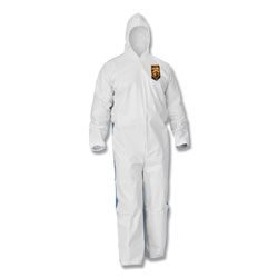 KleenGuard™ A35 Liquid and Particle Protection Coveralls, Zipper Front, Hooded, Elastic Wrists and Ankles, Large, White, 25/Carton