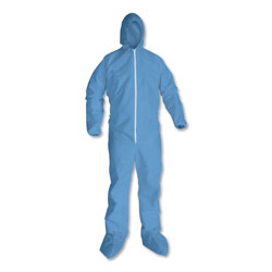KleenGuard™ A65 Zipper Front Hood and Boot Flame-Resistant Coveralls, Elastic Wrist and Ankles, 2X-Large,Blue, 25/Carton