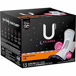 Kotex® Ultra Thin Overnight Pads, WithWings, Individually Wrapped, Anti-leak, Absorbent, Odor-absorbing