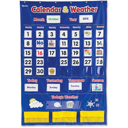 Learning Resources Calendar/Weather Pocket Chart, 30-3/4 in x 44-1/4 in, Multi