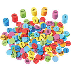 Learning Resources Place Value Disks, Foam, 1 in Diameter, 280 EA/ST, Multi