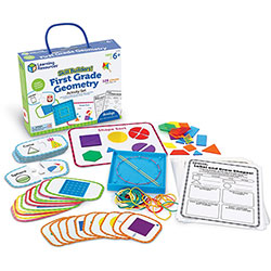 Learning Resources Skill Builders! First Grade Geometry Activity Set - Theme/Subject: Fun - Skill Learning: Geometry, Shape, Fraction - 128 Pieces - 6-10 Year