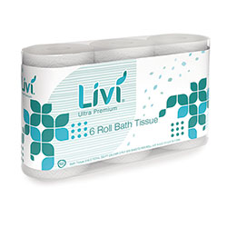Livi Bath Tissue, 2-Ply, White, 425 Sheets, 36 Rolls/Carton