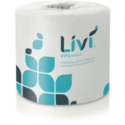 Livi VPG Select Bath Tissue, 2 Ply, 3.75 in x 4.06 in, 500 Sheets/Roll, White, 80/Case