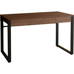 Lorell SOHO Table Desk, 47 in x 23.5 in x 30 in, 1, Band Edge, Material: Steel Leg, Laminate Top, Polyvinyl Chloride (PVC) Edge, Steel Base, Finish: Walnut, Powder Coated Base