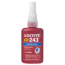 Loctite 243™ Medium-Strength Primerless Threadlocker, 250 mL, 1/4 in to 3/4 in dia, Blue