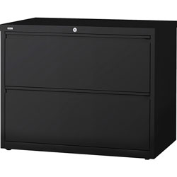 Lorell 2 Drawer Metal Lateral File Cabinet, 36 inx18-5/8 inx28-1/8 in, Black