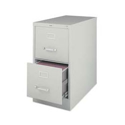 Lorell 2-Drawer Vertical File, with Lock, 15"x26-1/2"x28-3/8", Lt Gray