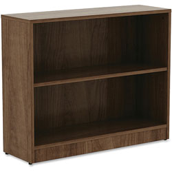Lorell 2-Shelf Bookcase, 36 in x 12 in x 29-1/2 in, Walnut