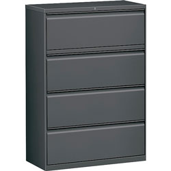 Lorell 4 Drawer Metal Lateral File Cabinet, 44 inx21.5 inx57.75 in, Dark Gray