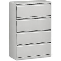 Lorell 4 Drawer Metal Lateral File Cabinet, 31 inx21.5 inx57.75 in, Gray