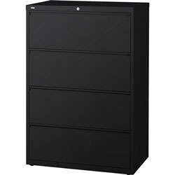 Lorell 4 Drawer Metal Lateral File Cabinet, 42 inx18-5/8 inx52.5 in, Black