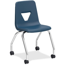 Lorell 4-Legged Mobile Chair, 18-1/2 in x 21 in x 30 in, 2/CT, Navy