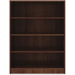 Lorell 4-Shelf Bookcase, 36 in x 12 in x 48 in, Walnut