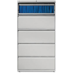 Lorell 5 Drawer Metal Lateral File Cabinet, 38 inx21.5 inx71.5 in, Gray