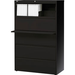 Lorell 5 Drawer Metal Lateral File Cabinet, 36 inx18-5/8 inx67-11/16 in, Black